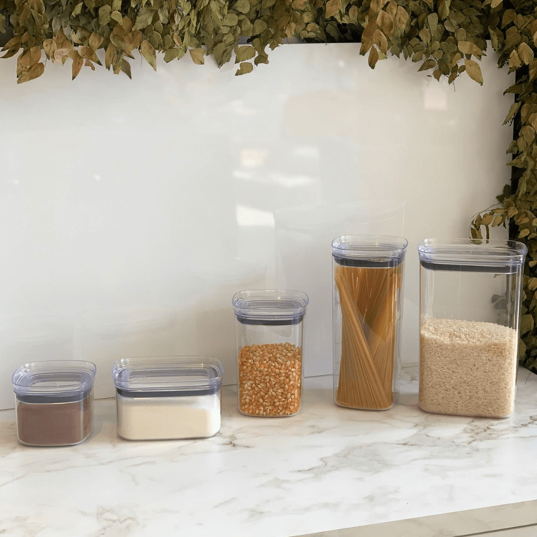 Pote Porta Mantimento Organizador Quadrado com Tampa Hermética Natural Block 450ml