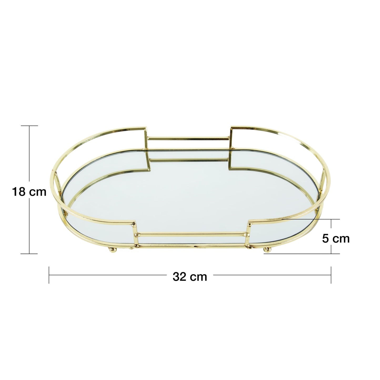 Bandeja Decorativa Metal Dourada 32cm