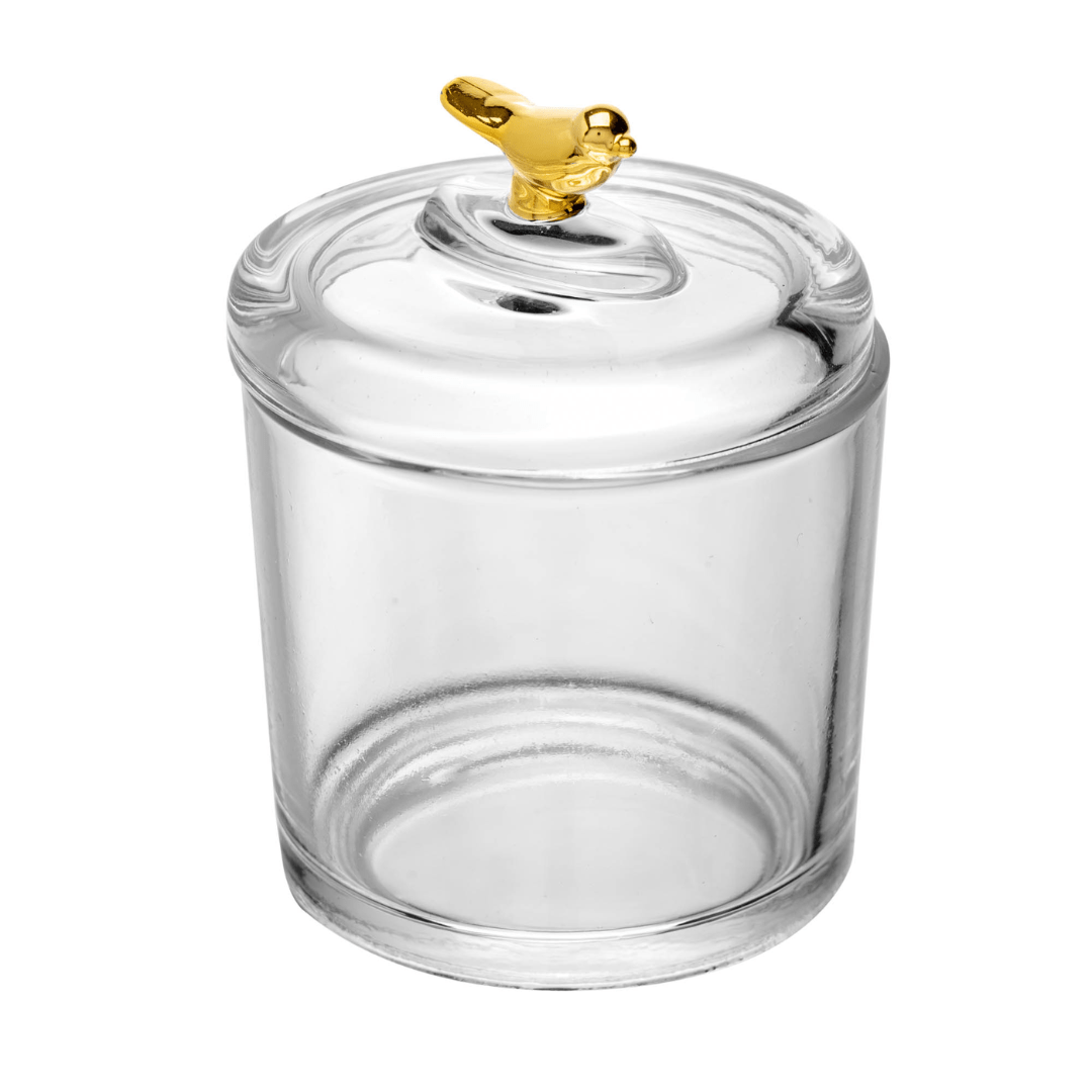 Pote com Tampa de Cristal Ecológico Golden Bird 14,5cm