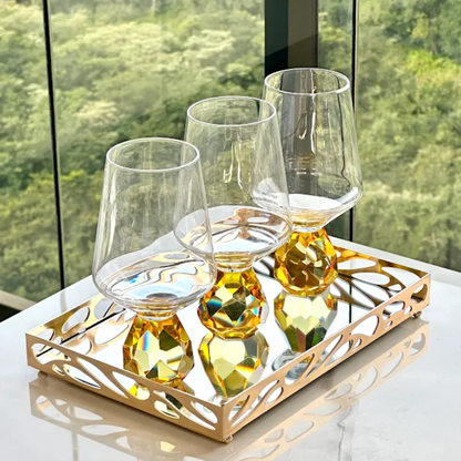 Taça de Vidro para Vinho com Base Diamante Âmbar 500ml