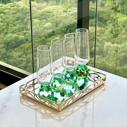 Taça para Champanhe com Base Diamante Verde 250ml