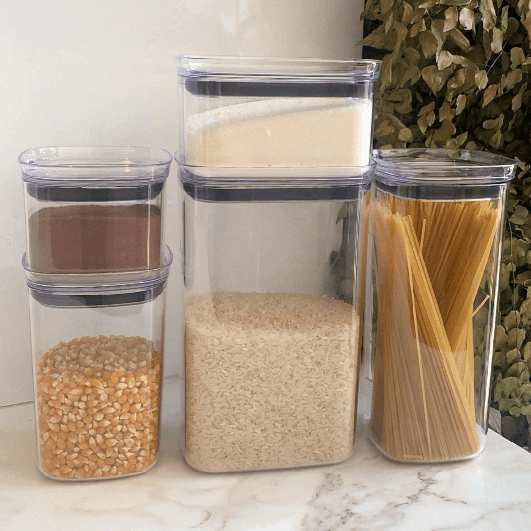 Pote Porta Mantimento Organizador Quadrado com Tampa Hermética Natural Block  2 Litros