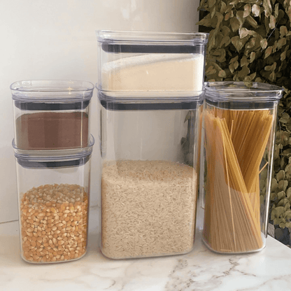 Pote Porta Mantimento Organizador Quadrado com Tampa Hermética Natural Block  2 Litros