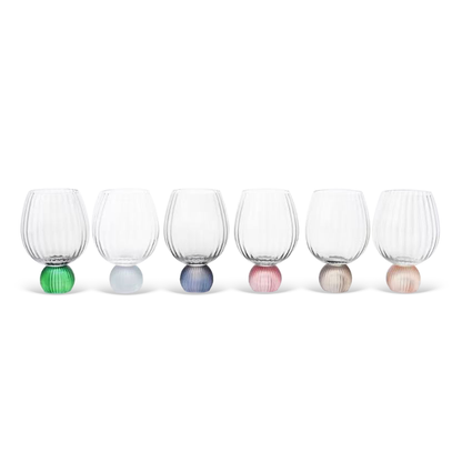Jogo 6 Taças Base Esfera para Vinho Mix de Cores 450ml