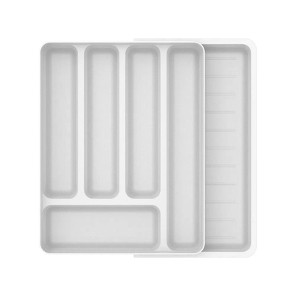 Porta Talheres e Utensílios Organizador de Gaveta em Polipropileno com Extensor Branco Logic