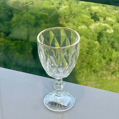 Jogo 6 Taças de Vidro com Borda Dourada 300ml