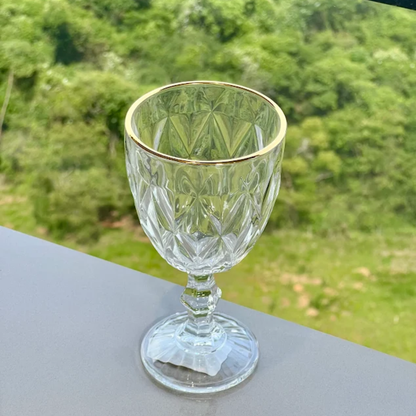 Jogo 6 Taças de Vidro com Borda Dourada 300ml