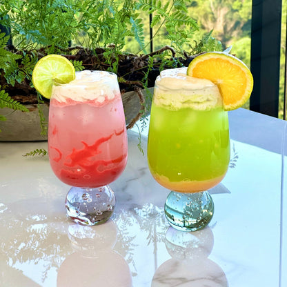 Taça Copo para Vinho com Base Esfera Transparente e Verde 540ml