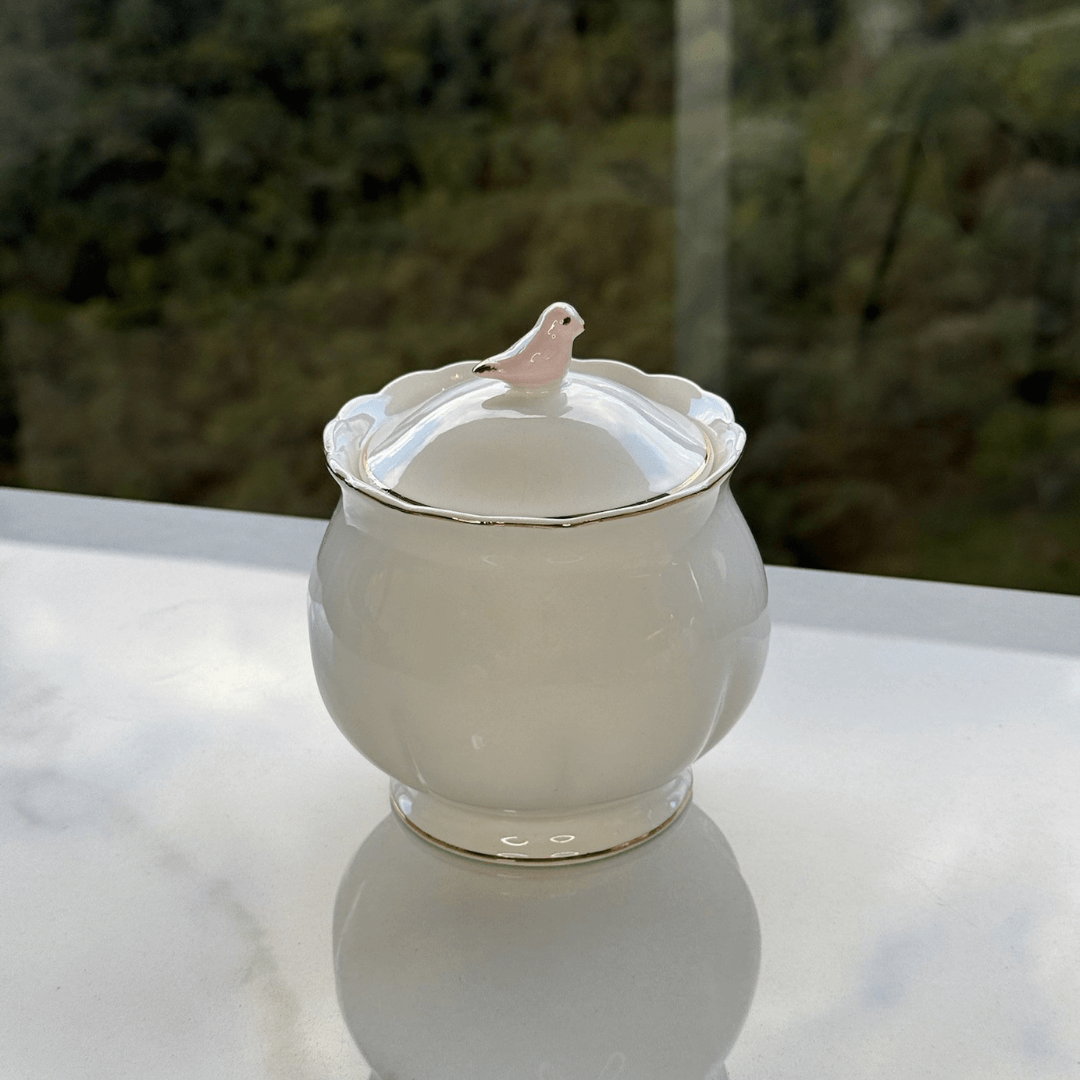 Açucareiro em Porcelana Birds Branco 300ml