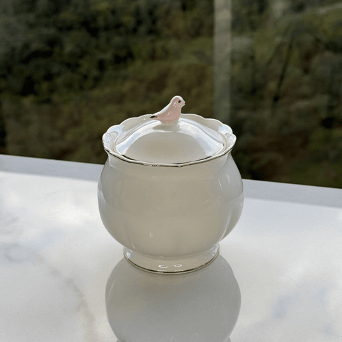 Açucareiro em Porcelana Birds Branco 300ml
