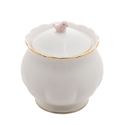 Açucareiro em Porcelana Birds Branco 300ml