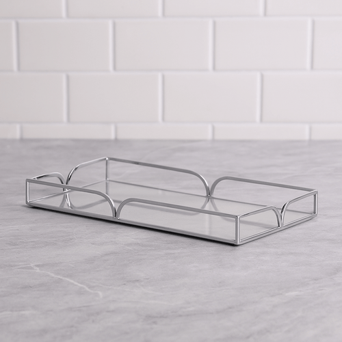 Bandeja em Metal Espelhada Cromada G 35cm