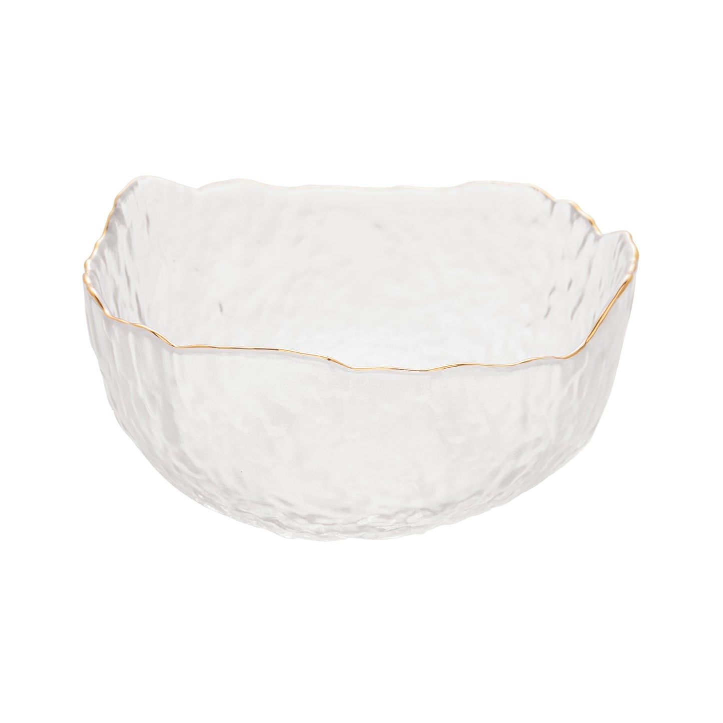 Bowl Cristal de Chumbo Martelado com Borda Dourada Taj 16,5cm
