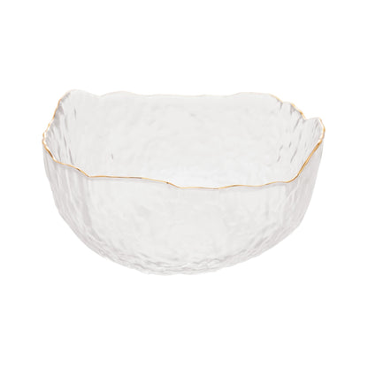 Bowl Cristal de Chumbo Martelado com Borda Dourada Taj 16,5cm