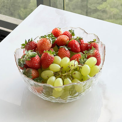 Bowl Cristal de Chumbo Martelado com Borda Dourada Taj 16,5cm