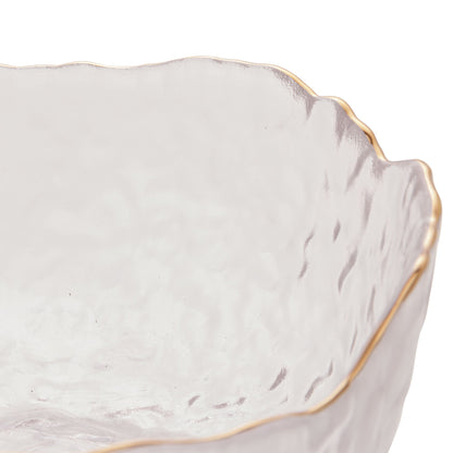 Bowl Cristal de Chumbo Martelado com Borda Dourada Taj 16,5cm