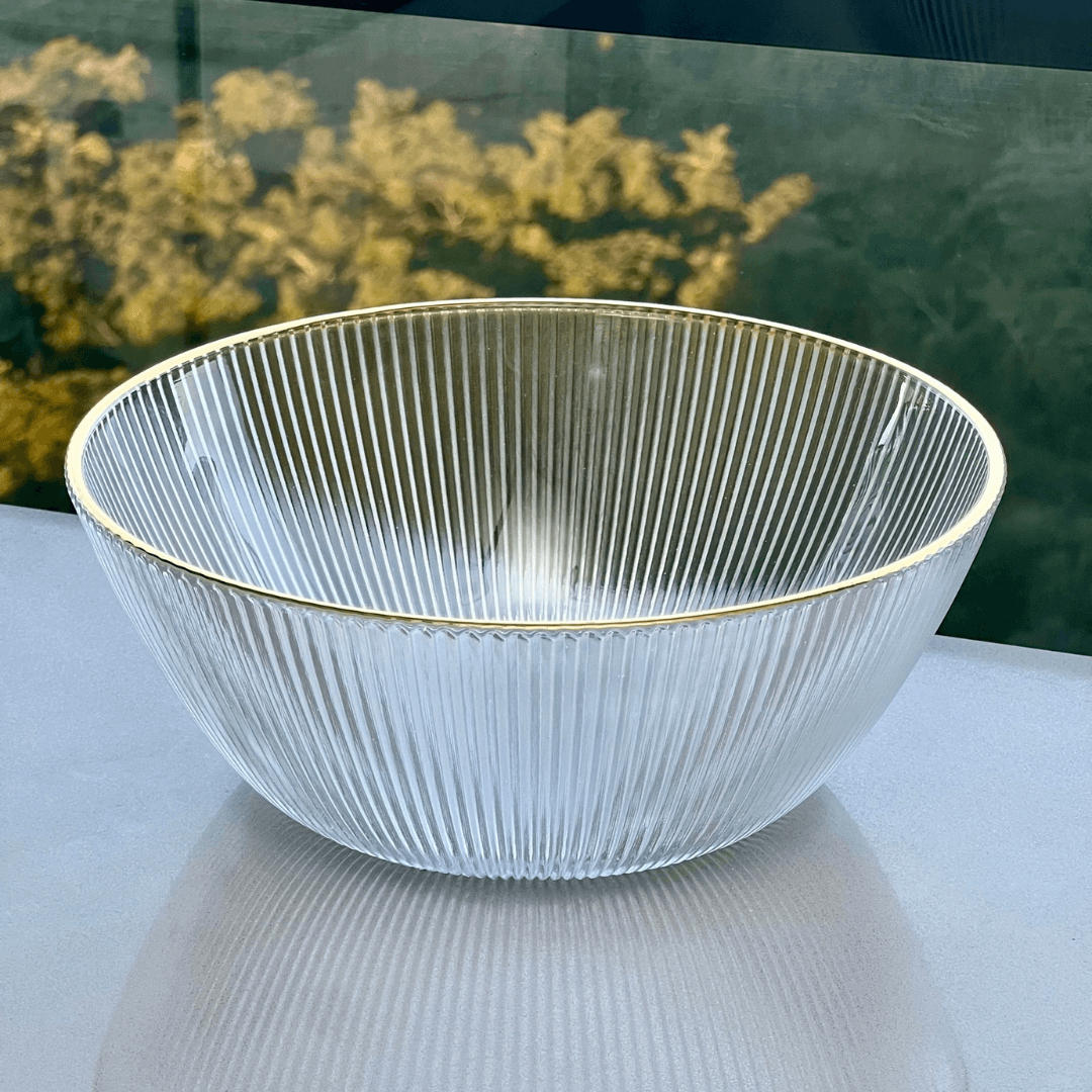 Bowl de Vidro Graffiato com Borda Dourada 2L