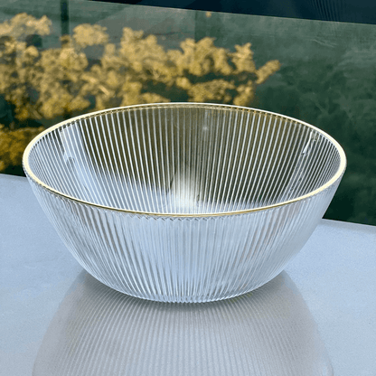 Bowl de Vidro Graffiato com Borda Dourada 2L