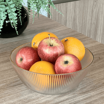 Bowl de Vidro Graffiato com Borda Dourada 2L