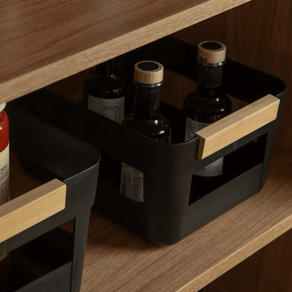 Cesto Lume Plástico e Bambu Preto 7,5L