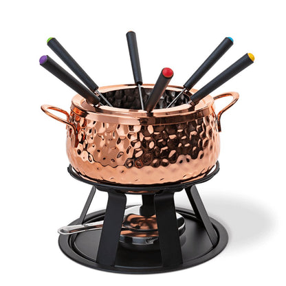 Conjunto Para Fondue 11 peças Rose Gold Martelado Luxo