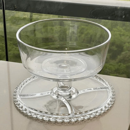 Boleira 6 em 1 Prato para Bolo Petisqueira Cristal Coração 25,5cm