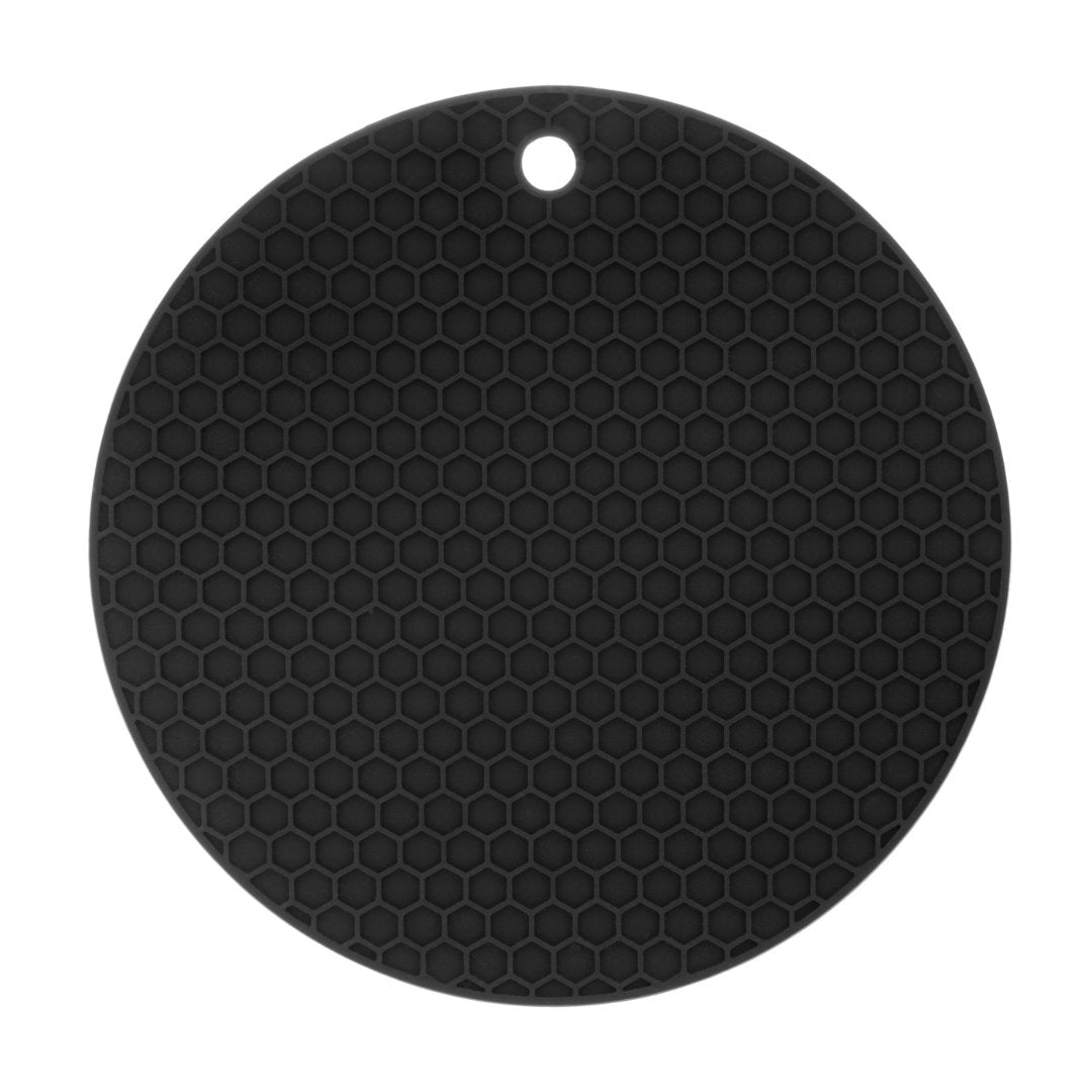 Descanso de Panela Redondo em Silicone Preto 18cm