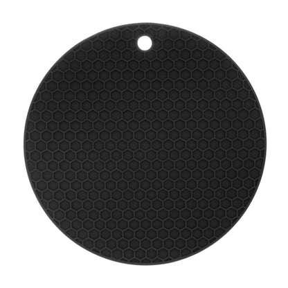 Descanso de Panela Redondo em Silicone Preto 18cm