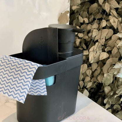 Dispenser Porta Detergente e Organizador de Pia Trium Preto 650 Ml