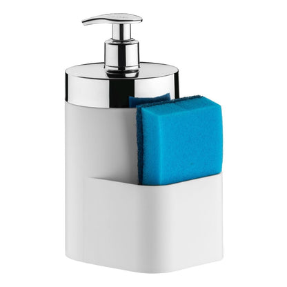 Dispenser Porta Detergente Organizador de Pia Branco e Cromado 500ml