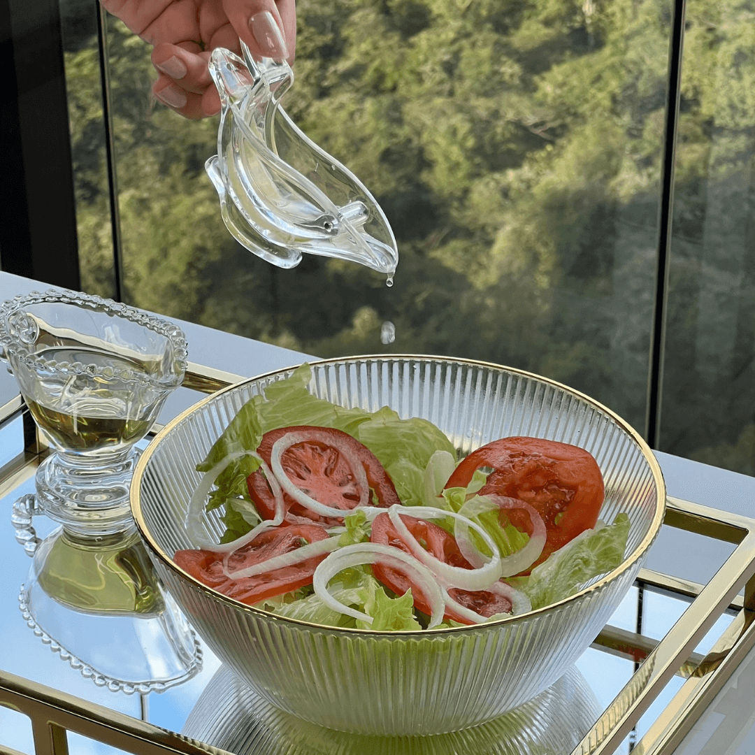 Bowl de Vidro Graffiato com Borda Dourada 2L