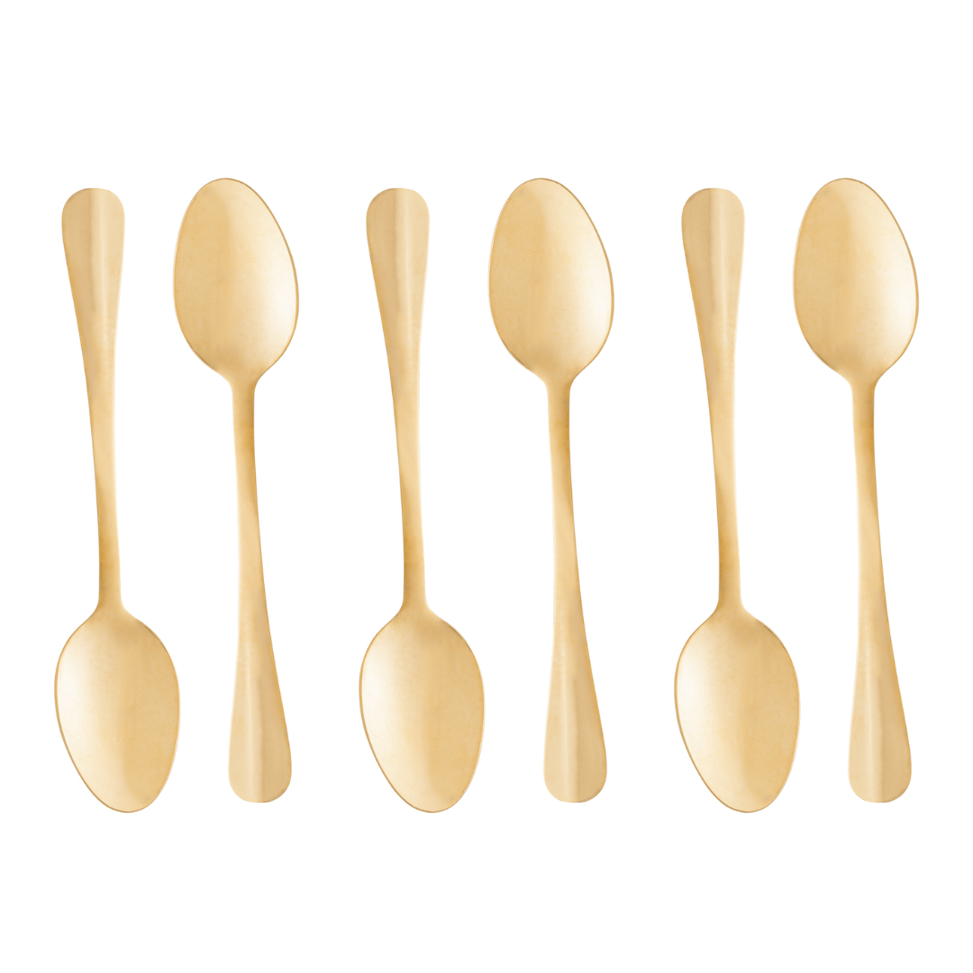 Jogo 6 Colheres de Chá Positano Dourado 13cm