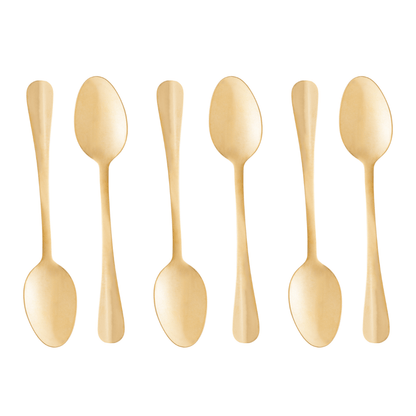 Jogo 6 Colheres de Chá Positano Dourado 13cm