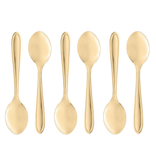 Jogo 6 Colheres para Sobremesa Gastro Aço Inox Dourado 13cm