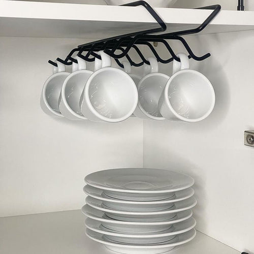 Organizador De Xícaras Para Armário De Encaixar Preto Fosco Linha Black