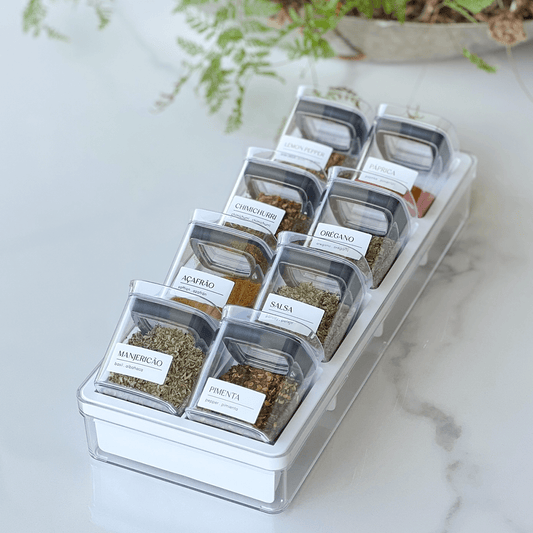 Organizador para Temperos Clear Natural 9 Peças
