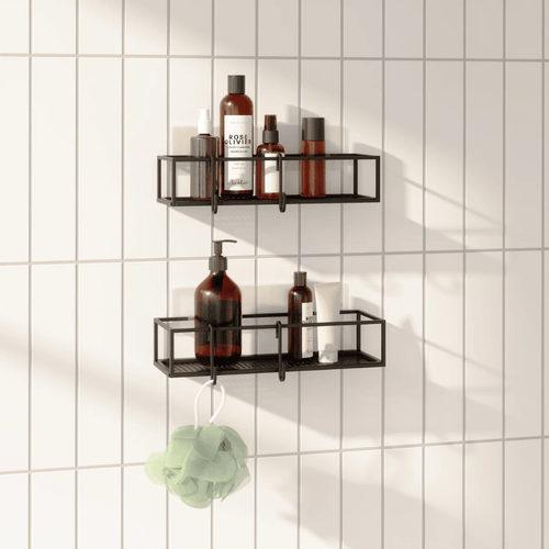 Prateleira Porta Shampoo Cubiko Preta 2 Peças