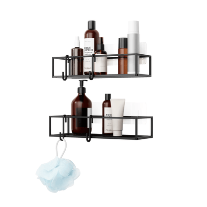 Prateleira Porta Shampoo Cubiko Preta 2 Peças