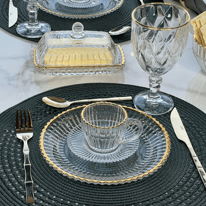 Faqueiro Elegant Estilo Bambu em Aço Inox Champanhe 16 Peças
