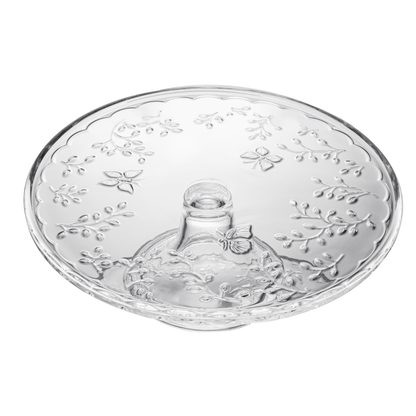 Prato para Bolo com Pé em Cristal Ecológico New Buterfly 30cm