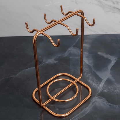 Suporte para Xicaras e Pires de Café Aço Rose Gold