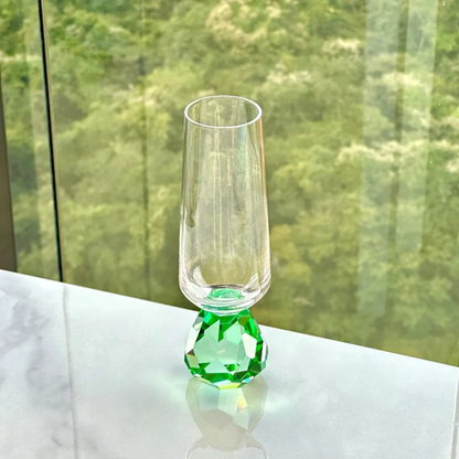 Taça para Champanhe com Base Diamante Verde 250ml