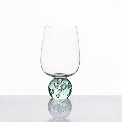 Taça Copo para Vinho com Base Esfera Transparente e Verde 540ml