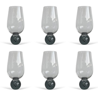 Jogo 6 Taças Base Esfera Fume e Transparente 550ml