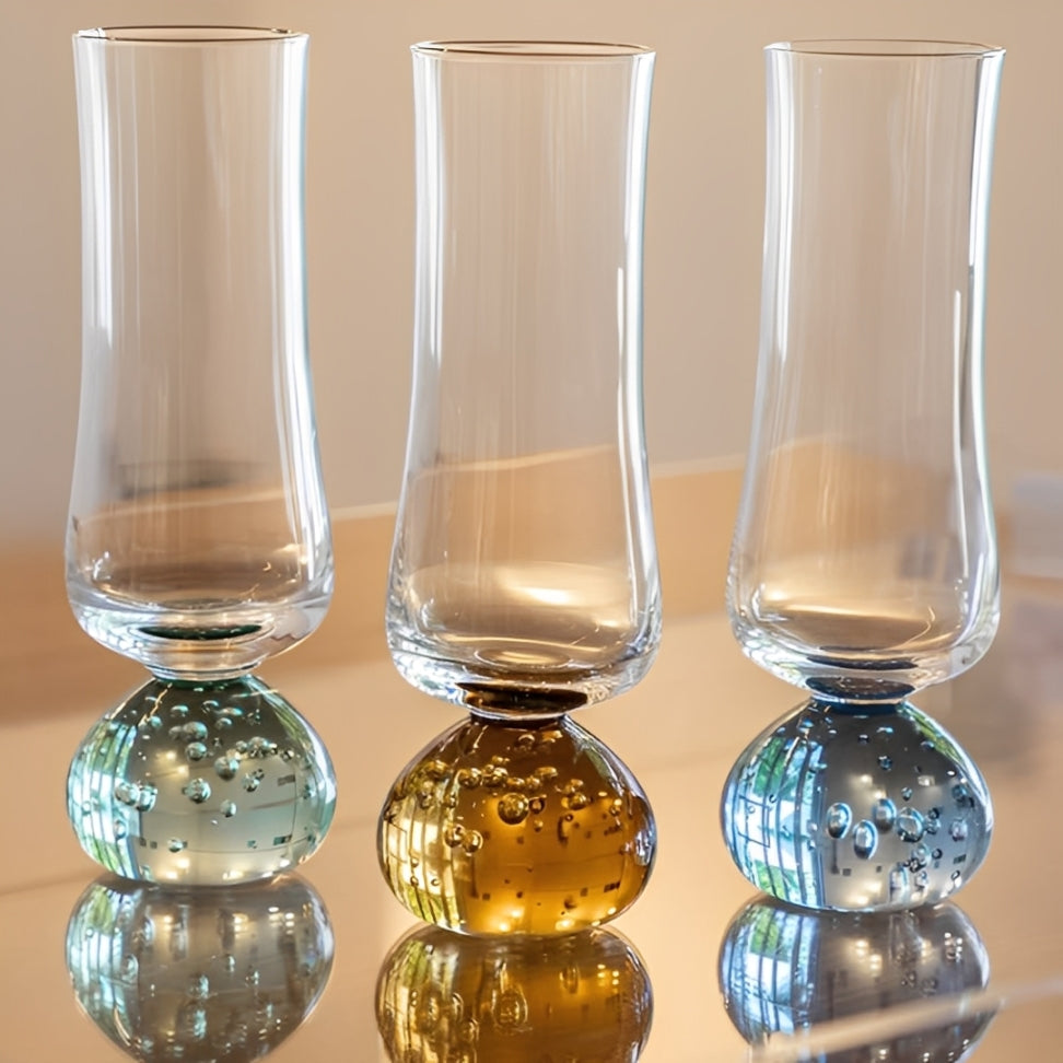 Jogo 6 Taças Champanhe Base Esfera Âmbar e Transparente 240ml