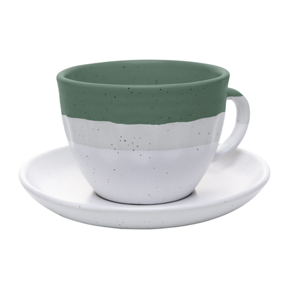 Jogo 4 Xícaras de Chá com Píres Cerâmica Ombre Verde 210ml